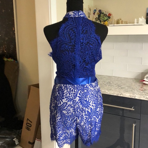 Fits 4-6 Romper Blue Halter lace - Picture 5 of 8
